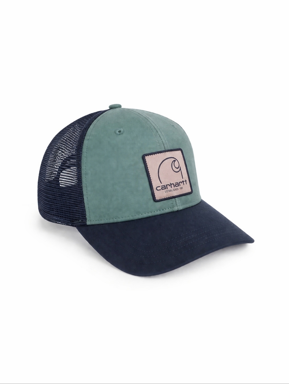 Carhartt Men Trucker Hat Cap Mesh Snapback Logo Patch Green Black Adjustable